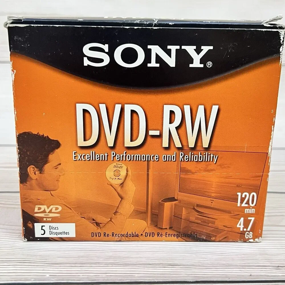 Sony DVD-RW Blank Discs 4.7GB 120 Min Re-Recordable 10 Sealed Discs (Lot of 2)